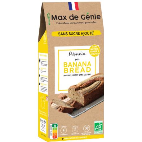 Préparation bio banana bread naturellement sans gluten et sans sucre ajouté