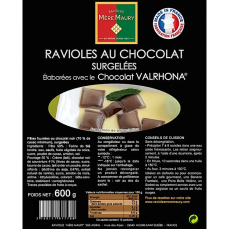 Sachet de 600g de Ravioles Mère Maury surgelées aux Chocolat VALRHONA
